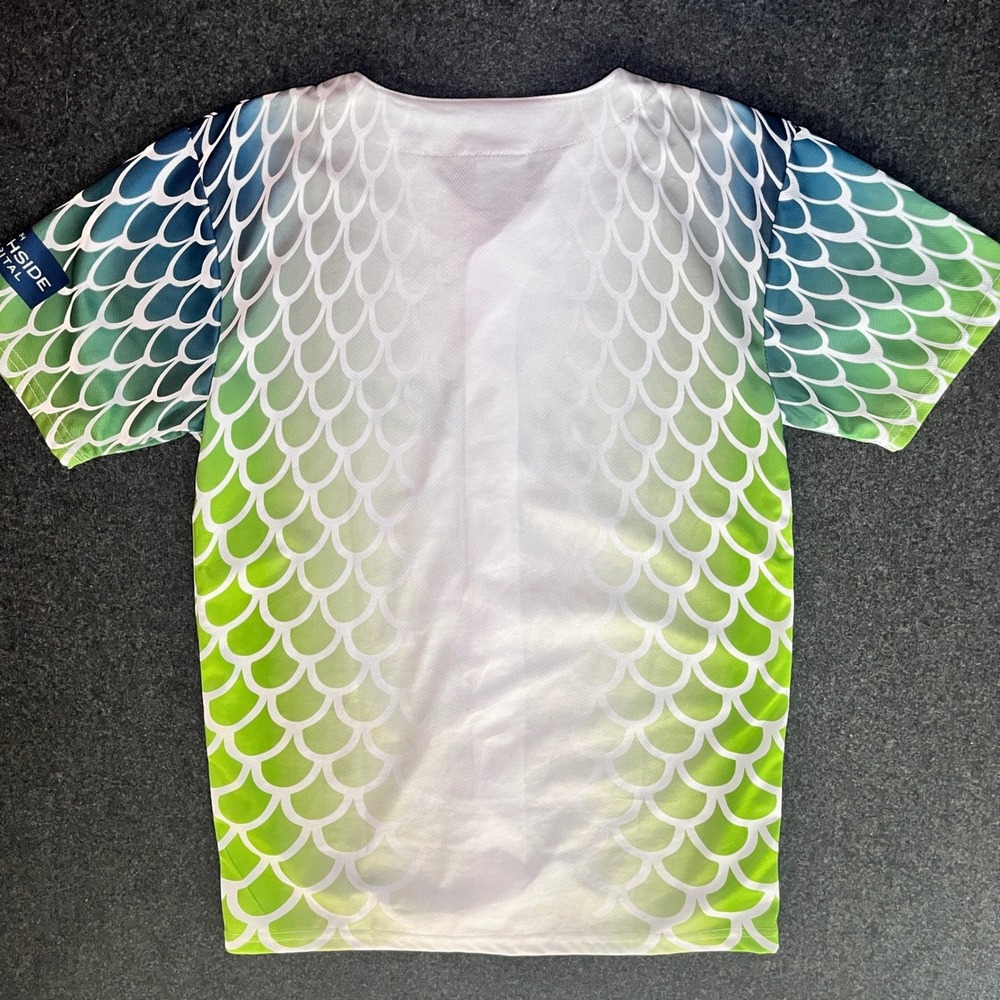 Gwinnett Stripers Fishscale Jersey Mens Medium Green Excellent MiLB Baseball - Picture 4 of 6